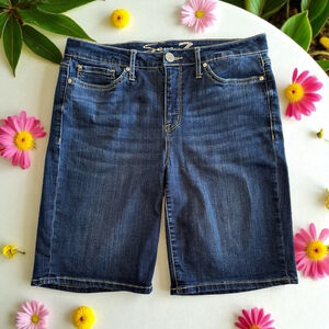 Seven7 Bermuda Shorts Womens 12 Blue Jean Denim Comfort Summer Activewear BLUE